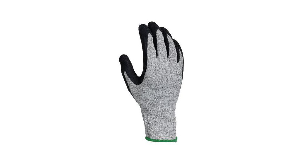 Protective Gloves, Cut Resistant, Latex, Glove Size 8, Black / Grey